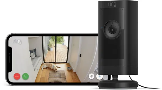 Ring Stick Up Cam Pro utomhus säkerhetskamera med strömkontakt, Svart
