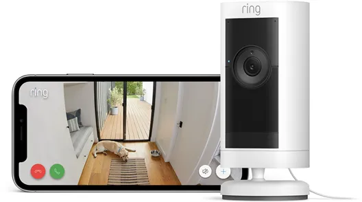 Ring Stick Up Cam Pro utomhus säkerhetskamera med strömkontakt, Vit